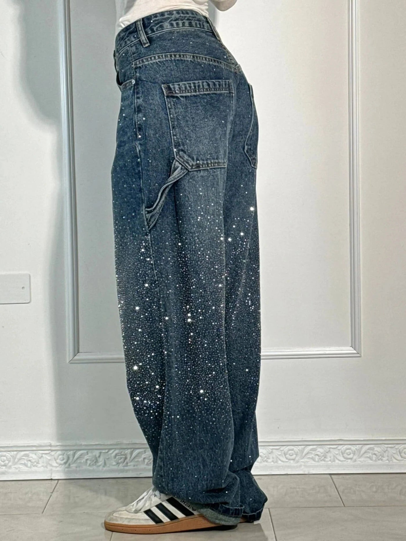 back view carpenter style jeans women