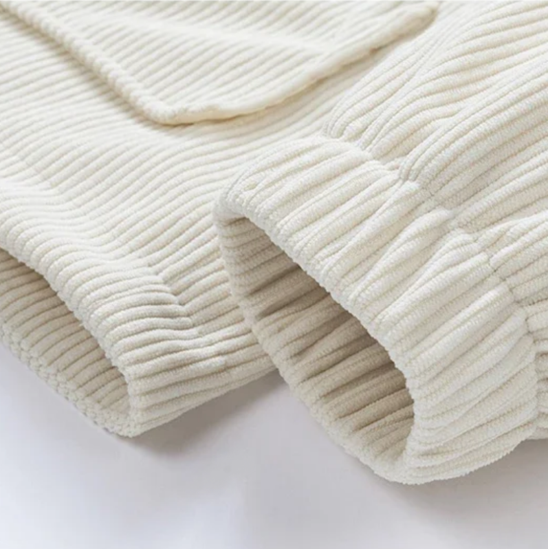 sleeve detail of corduroy hoodie jacket men