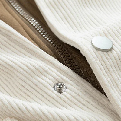 zipper detail of corduroy hoodie jacket men