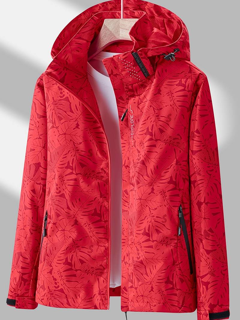 red cotton blend waterproof jacket
