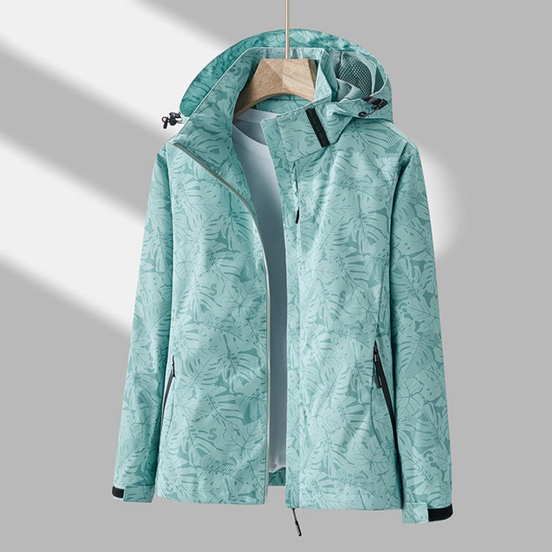 turquoise cotton blend waterproof jacket