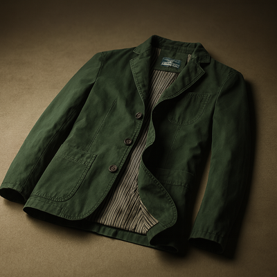 forest green heritage cotton blazer men