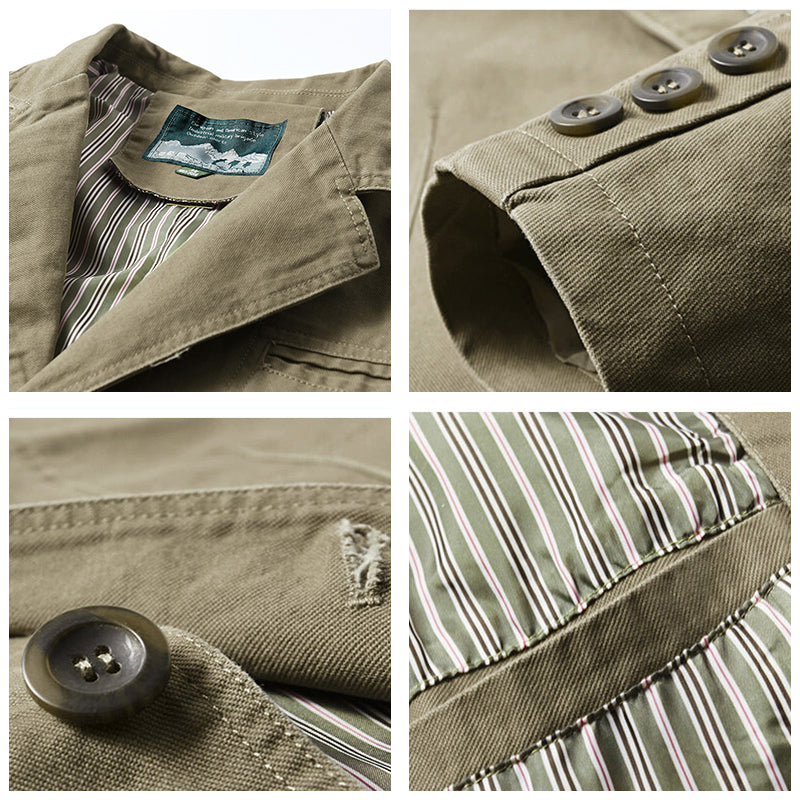 details of sandstone heritage cotton blazer men