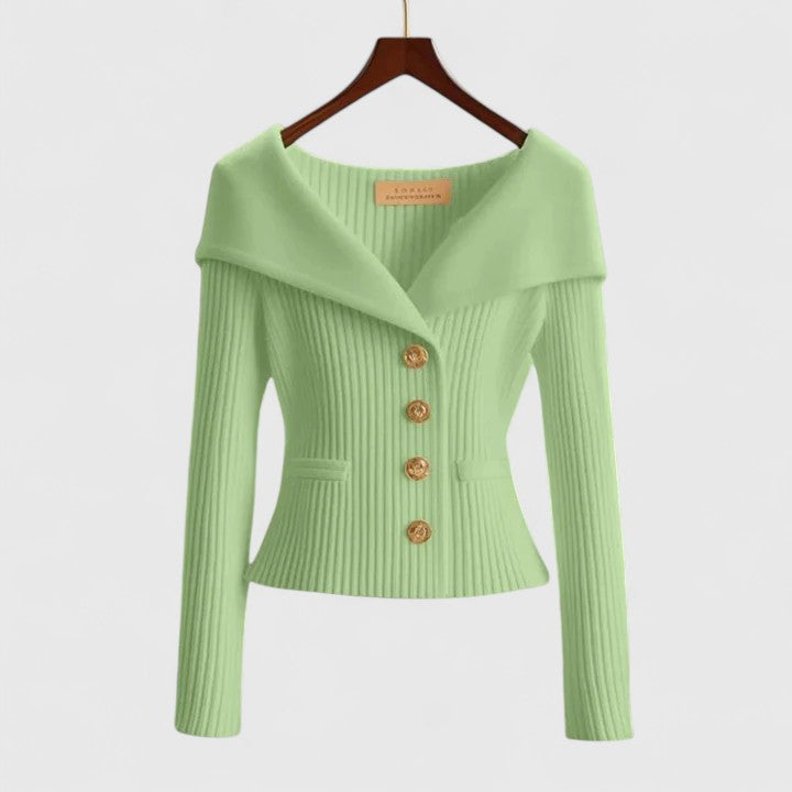 green knitted cardigan women