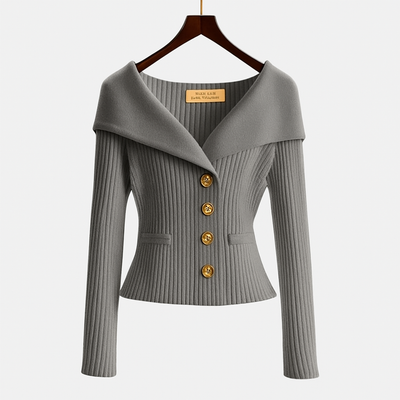 grey knitted cardigan women