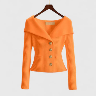 orange knitted cardigan women