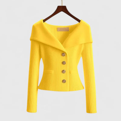 yellow knitted cardigan women
