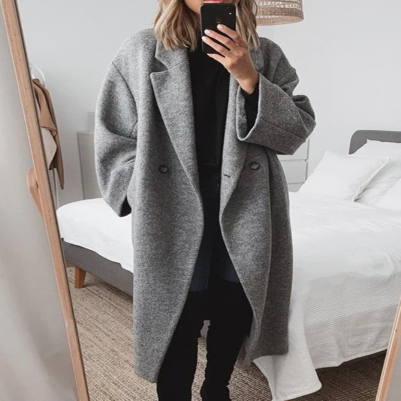 gray long winter coat women