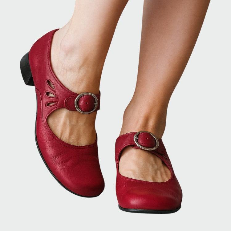 red mary jane shoes with buckle women