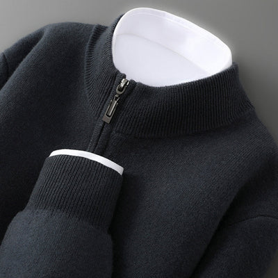 black mens cashmere zip cardigan