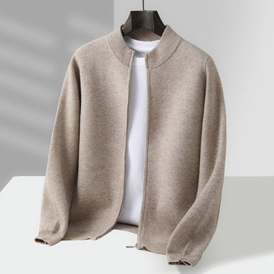 camel mens cashmere zip cardigan