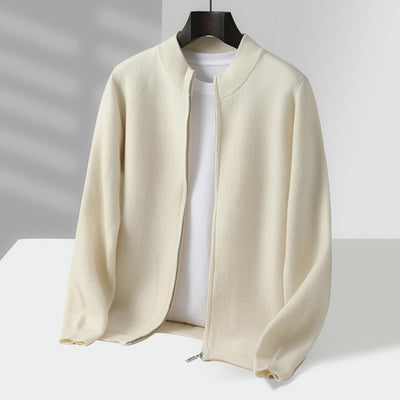 cream mens cashmere zip cardigan