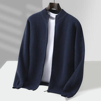 navy mens cashmere zip cardigan