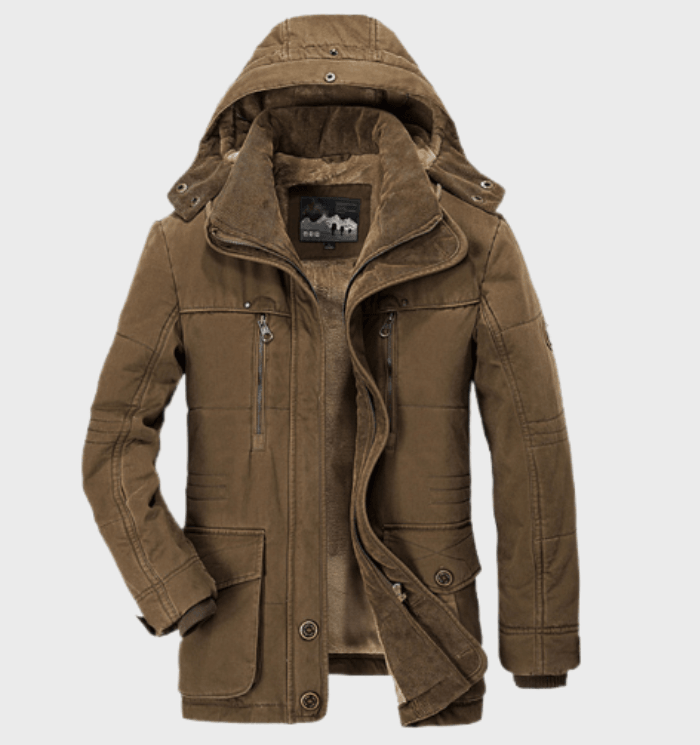coffee brown men’s cotton blend winter coat