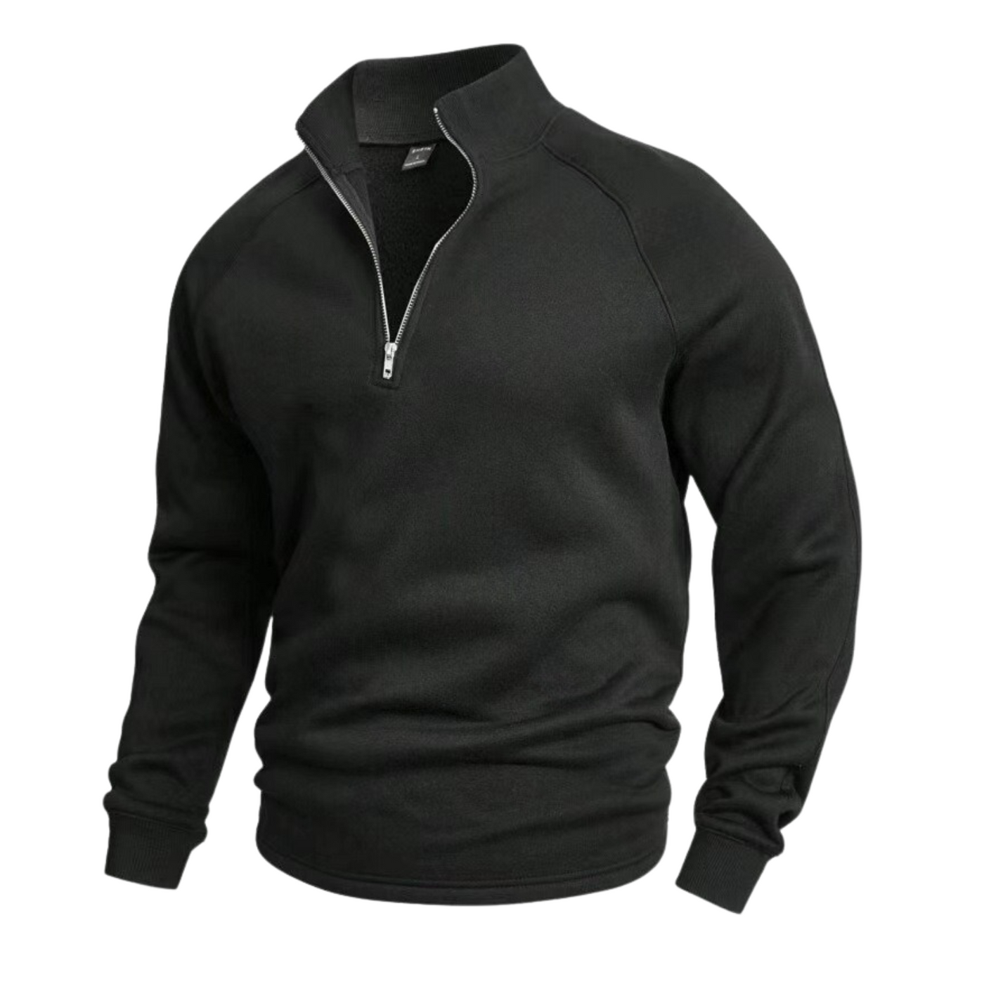black mens cotton half-zip sweater