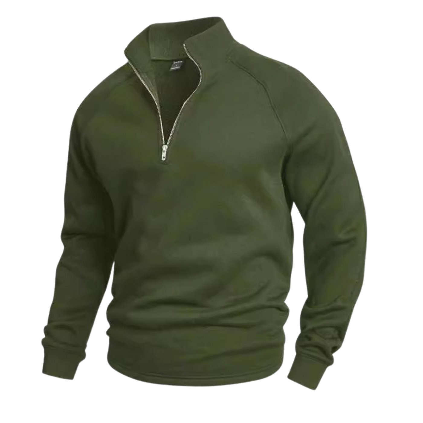 green mens cotton half-zip sweater