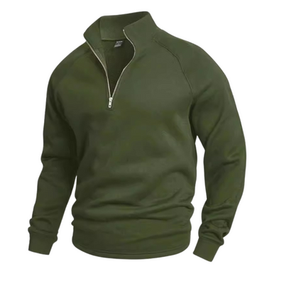 green mens cotton half-zip sweater