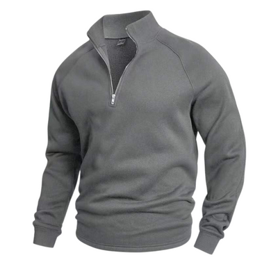 grey mens cotton half-zip sweater