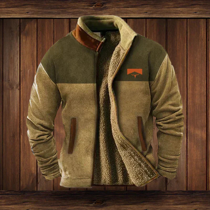 brown mens fleece zip jacket