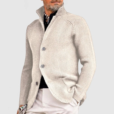 beige mens knit cardigan