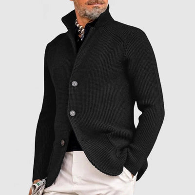 black mens knit cardigan