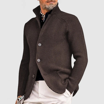 dark brown mens knit cardigan