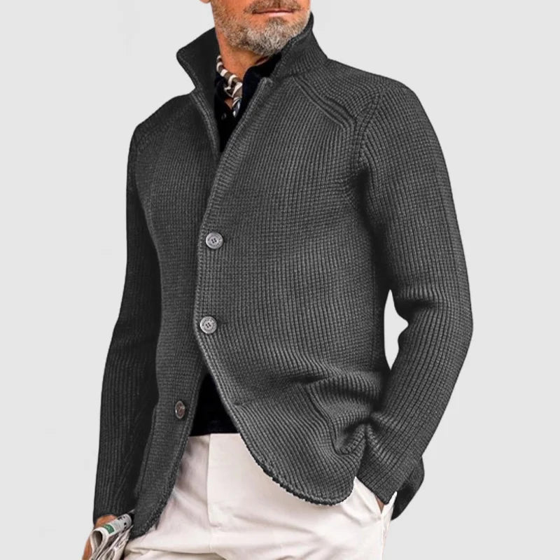 grey mens knit cardigan