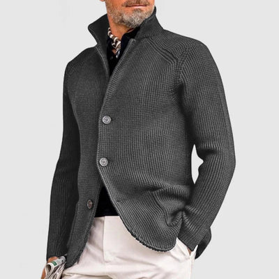 grey mens knit cardigan