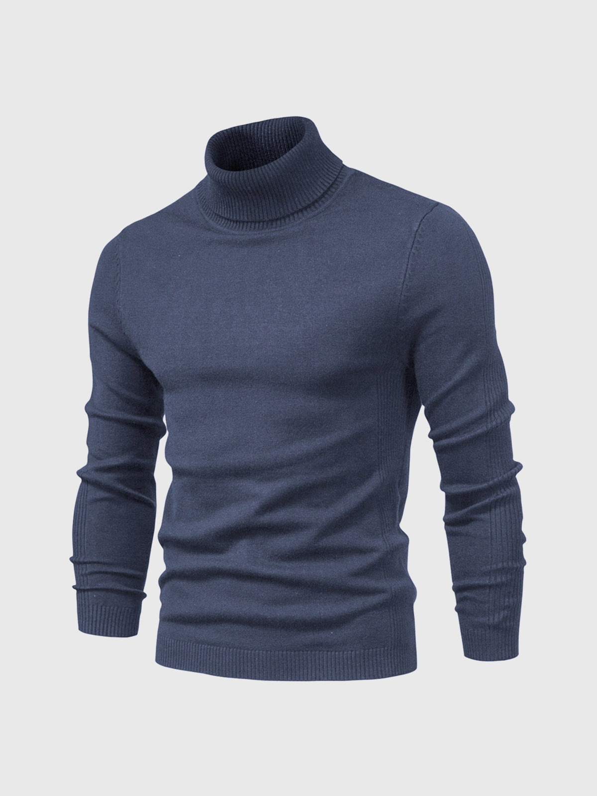 blue mens knit turtleneck sweater