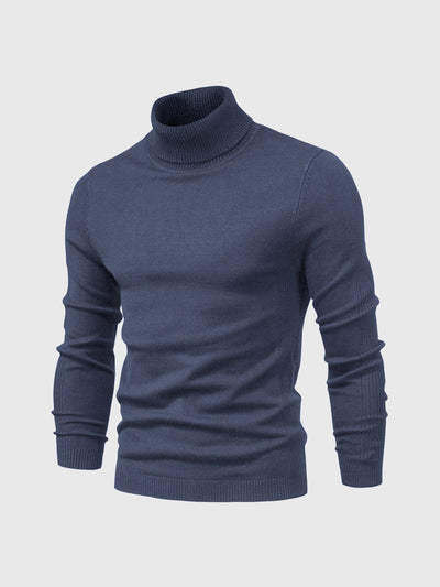 blue mens knit turtleneck sweater