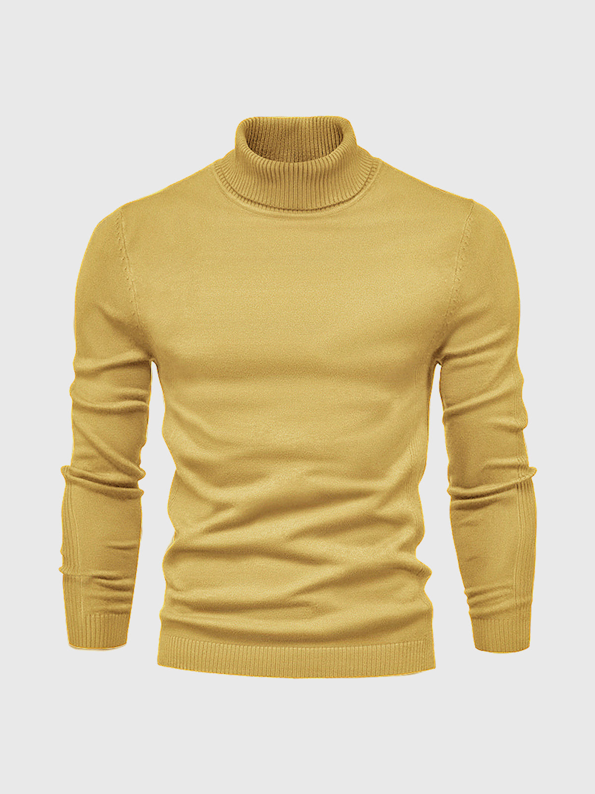 yellow mens knit turtleneck sweater