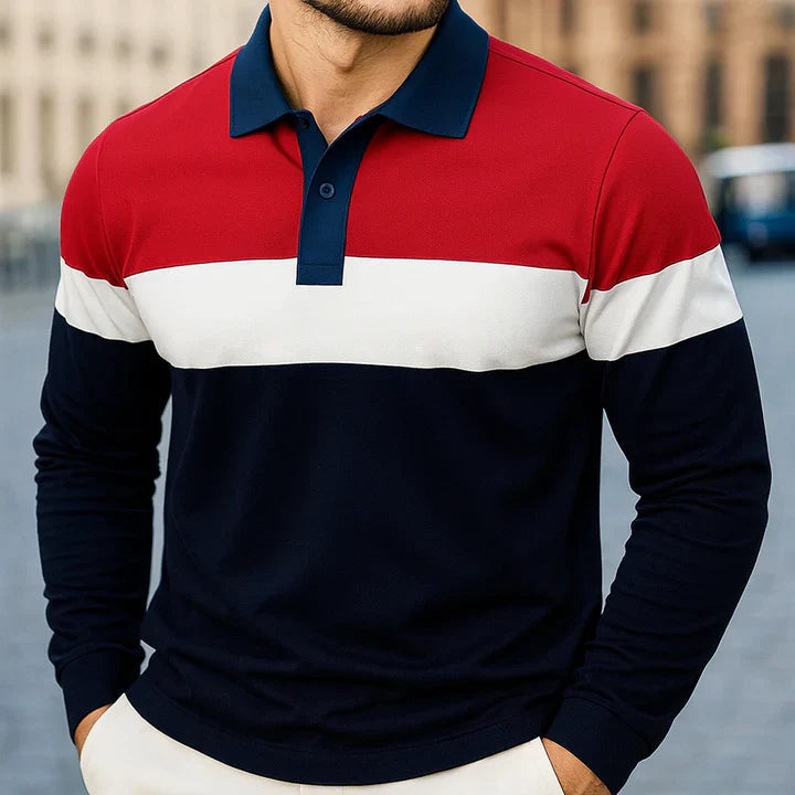 red mens long sleeve polo shirt