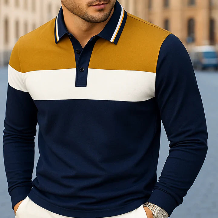yellow mens long sleeve polo shirt