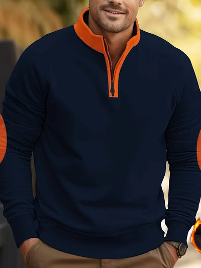 navy blue men’s long sleeve sweatshirt