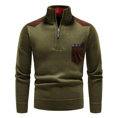 army green men’s shield winter sweater