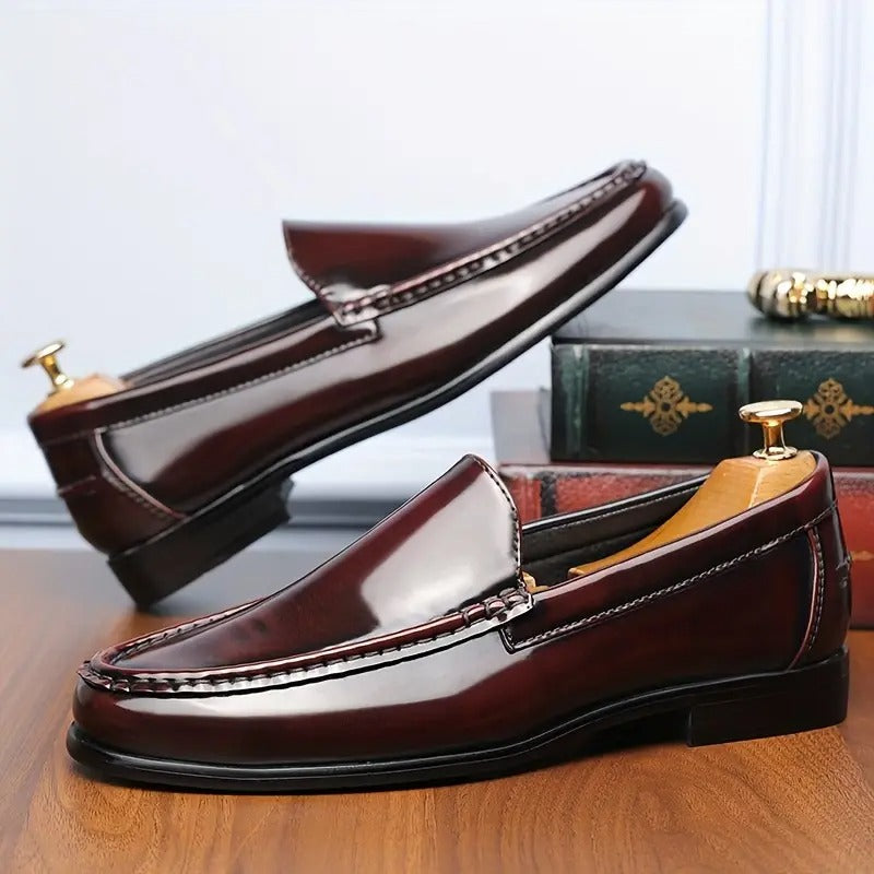 side view of brown mens smart casual loafers