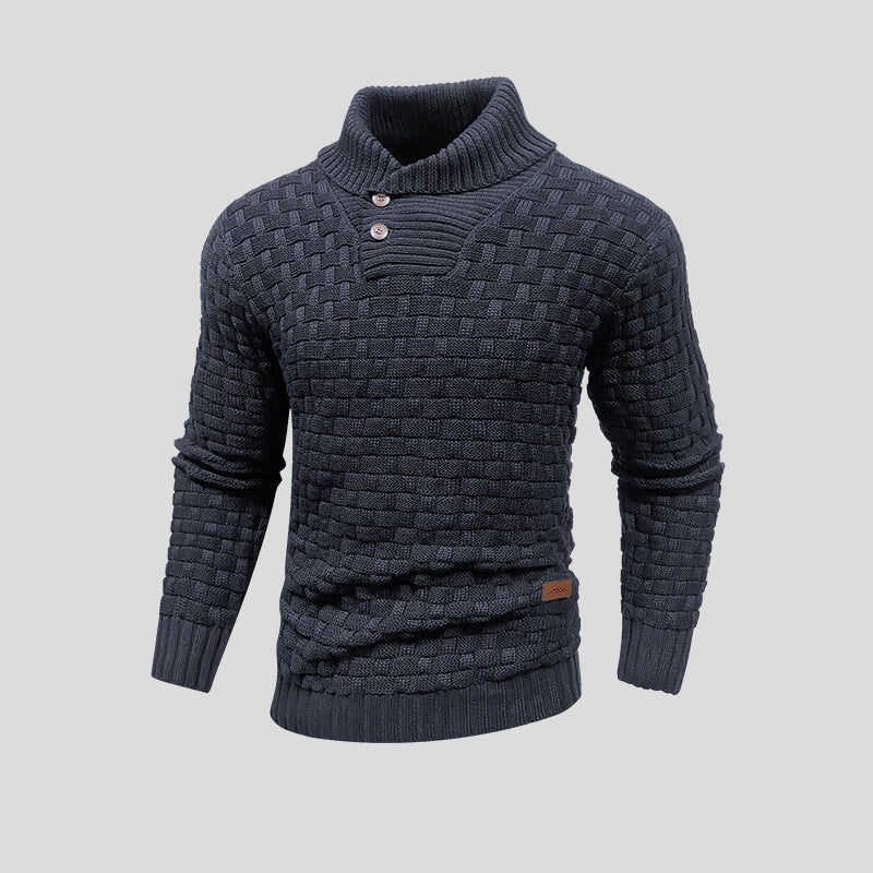 navy blue men’s thermal knit sweater