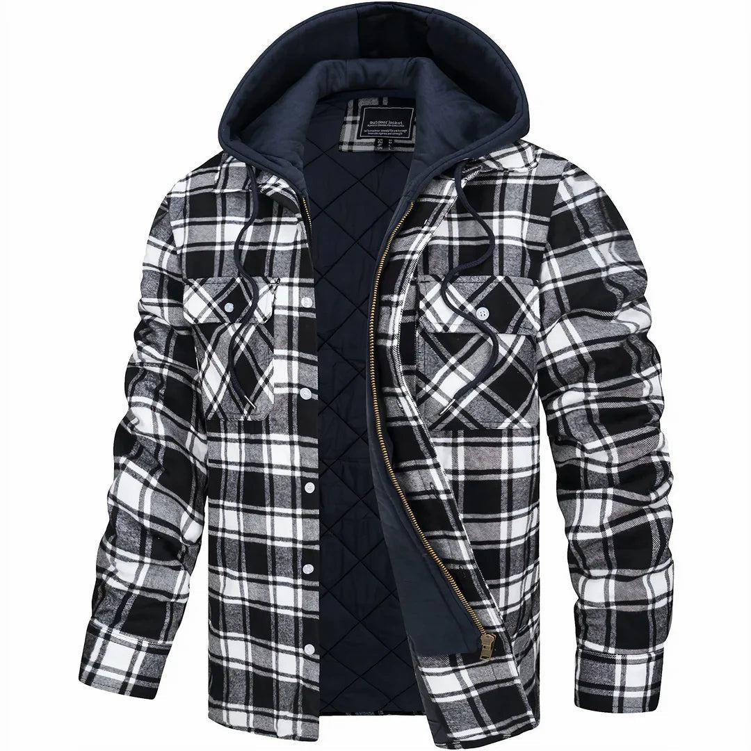 black men’s warm check pattern jacket