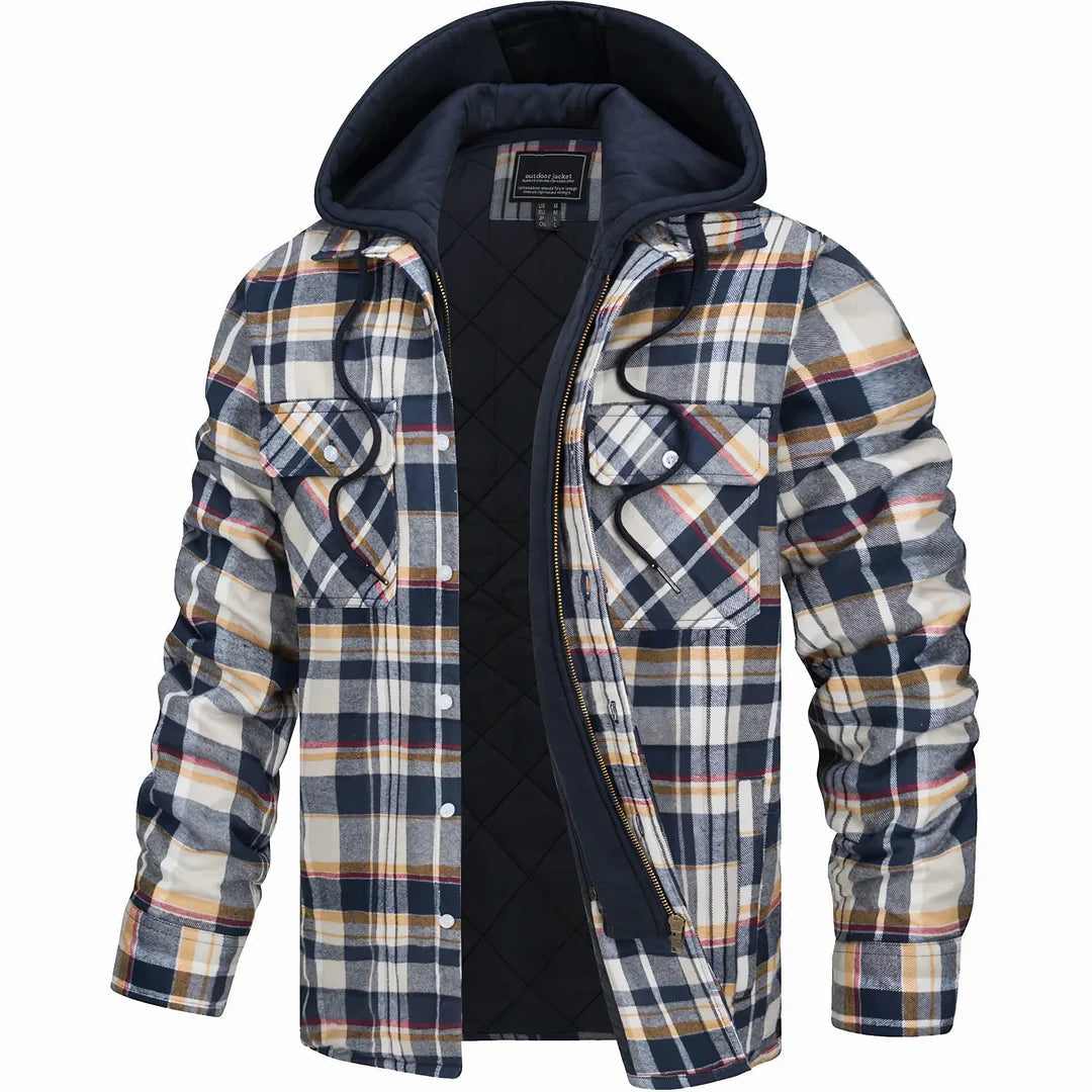 yellow men’s warm check pattern jacket