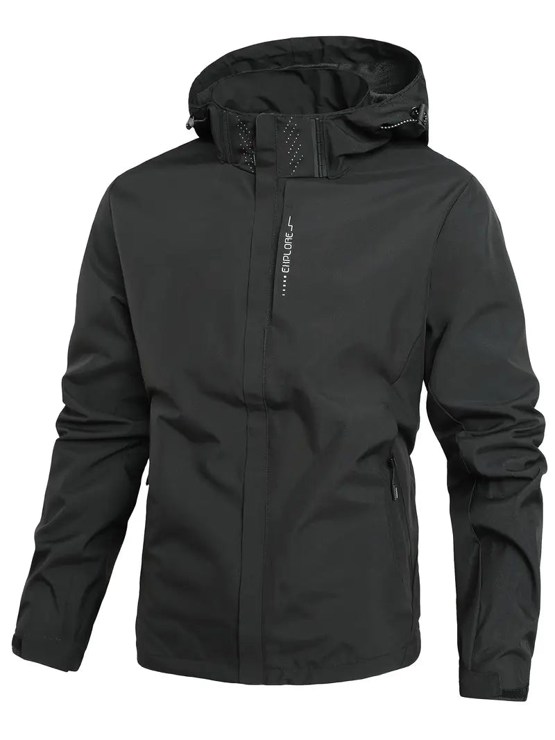 black men’s waterproof long-sleeve jacket