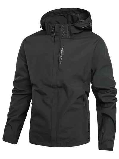 black men’s waterproof long-sleeve jacket