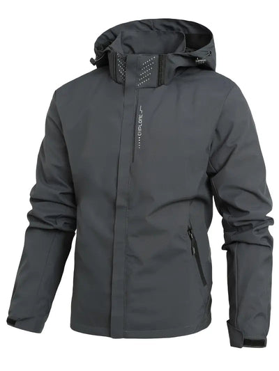grey men’s waterproof long-sleeve jacket