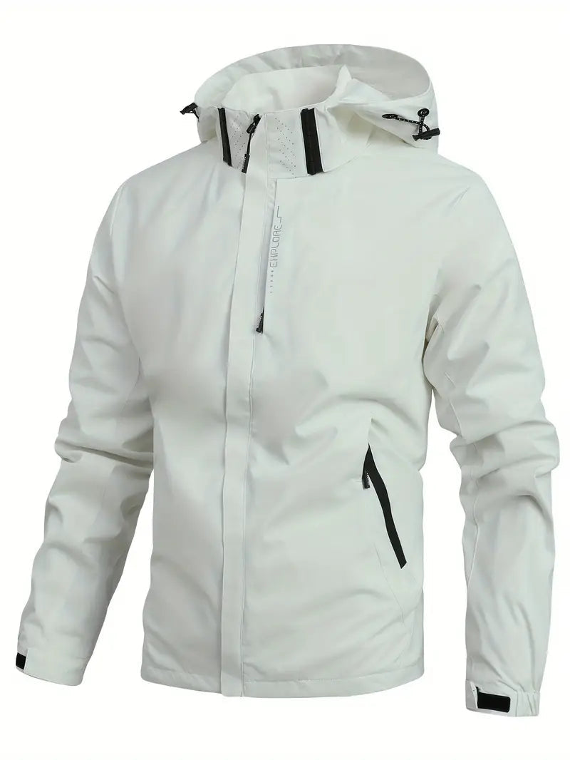 white men’s waterproof long-sleeve jacket