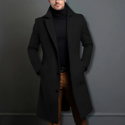 black men’s wool blend overcoat
