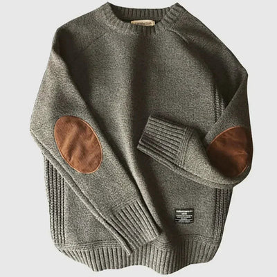 grey men’s wool-cotton crew sweater