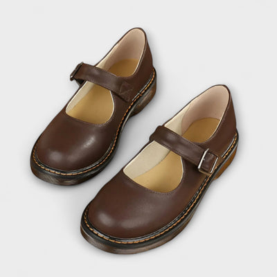 brown orthopedic shoes with buckle women”