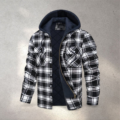 black-white padded jacket hooded men