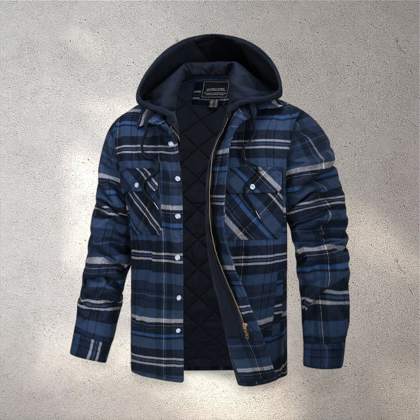 blue padded jacket hooded men