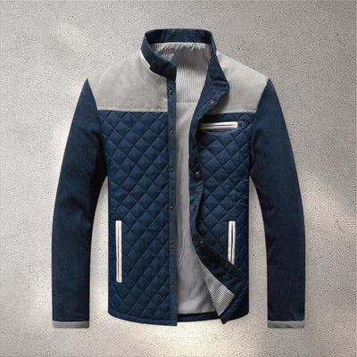 blue gray padded winter jacket men