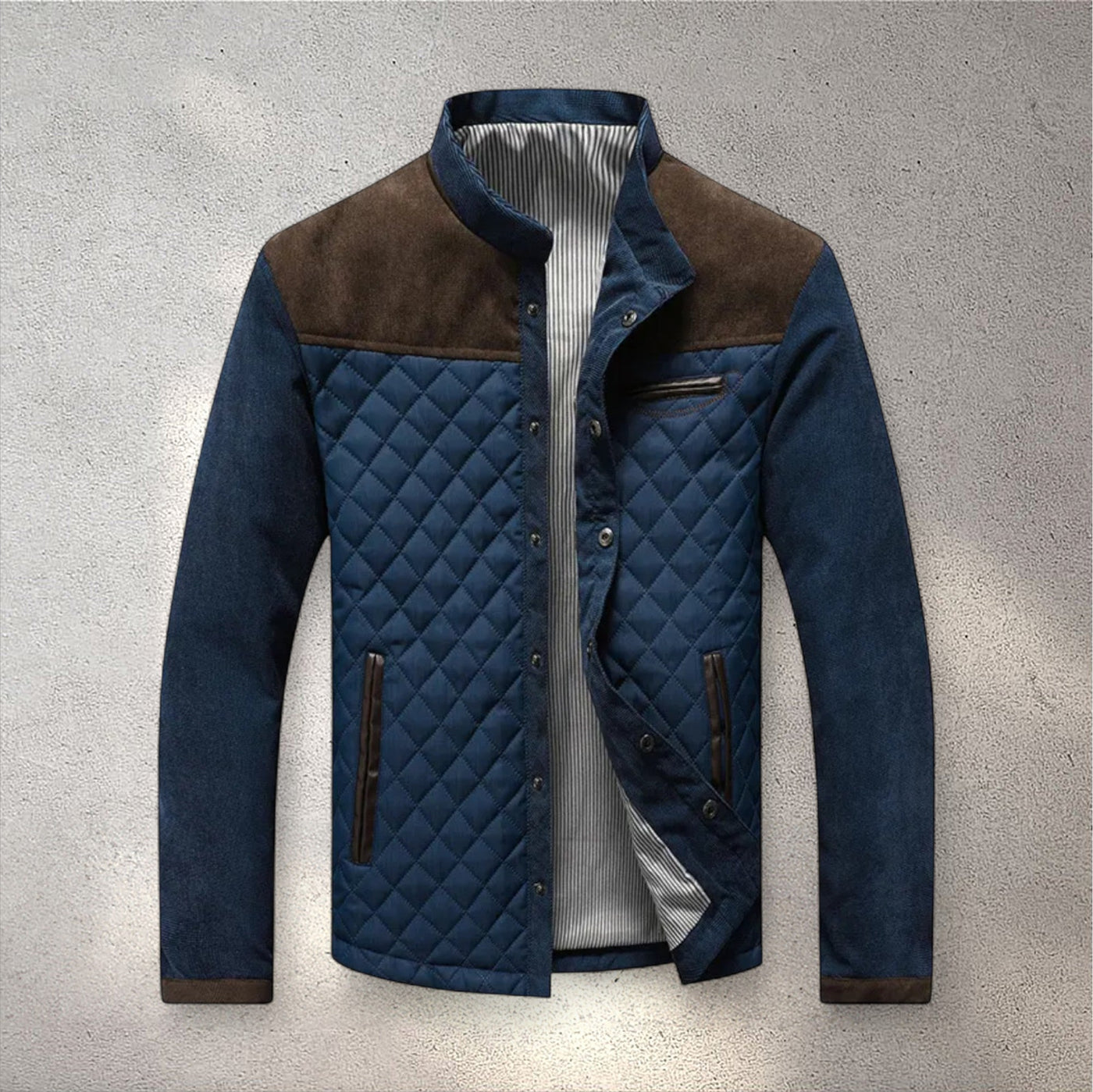 blue/brown padded winter jacket men